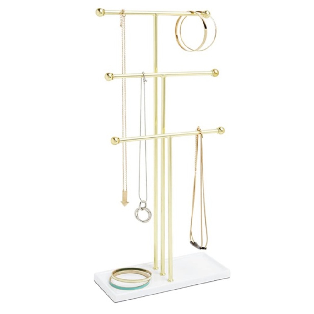 Umbra Trigem Jewelry Stand Gold Three-tier Hanging Jewelry Organizer